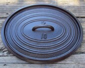 PE No 10 Cast Iron Oval Roaster Dutch Oven Cover Lid g87