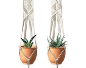 Set of 2 Styles Macrame Plant Hangers Hanging Planters