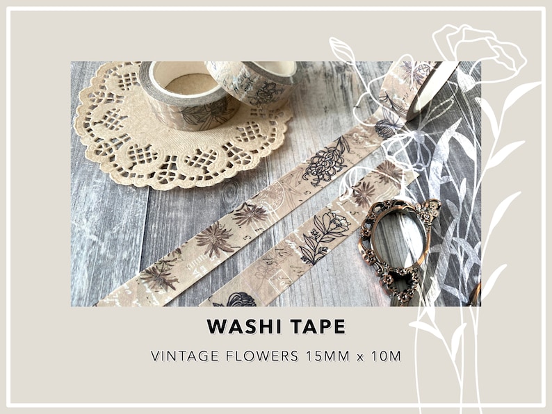 Washi Tape / Flores vintage imagen 1