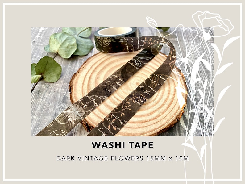 Nastro Washi / Fiori vintage arrugginiti immagine 1