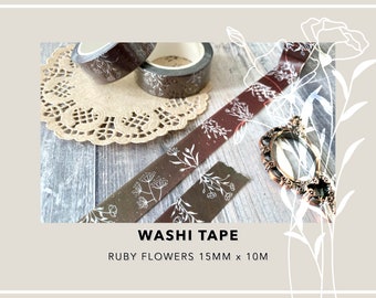 Washi Tape | Scarlet Nebula flowers