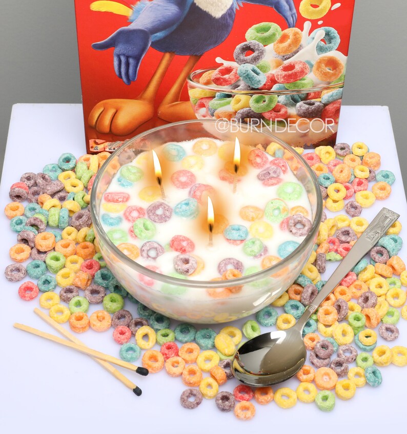 Large 6'' Fruit Loops Cereal Bowl Scented Candle Food Etsy
