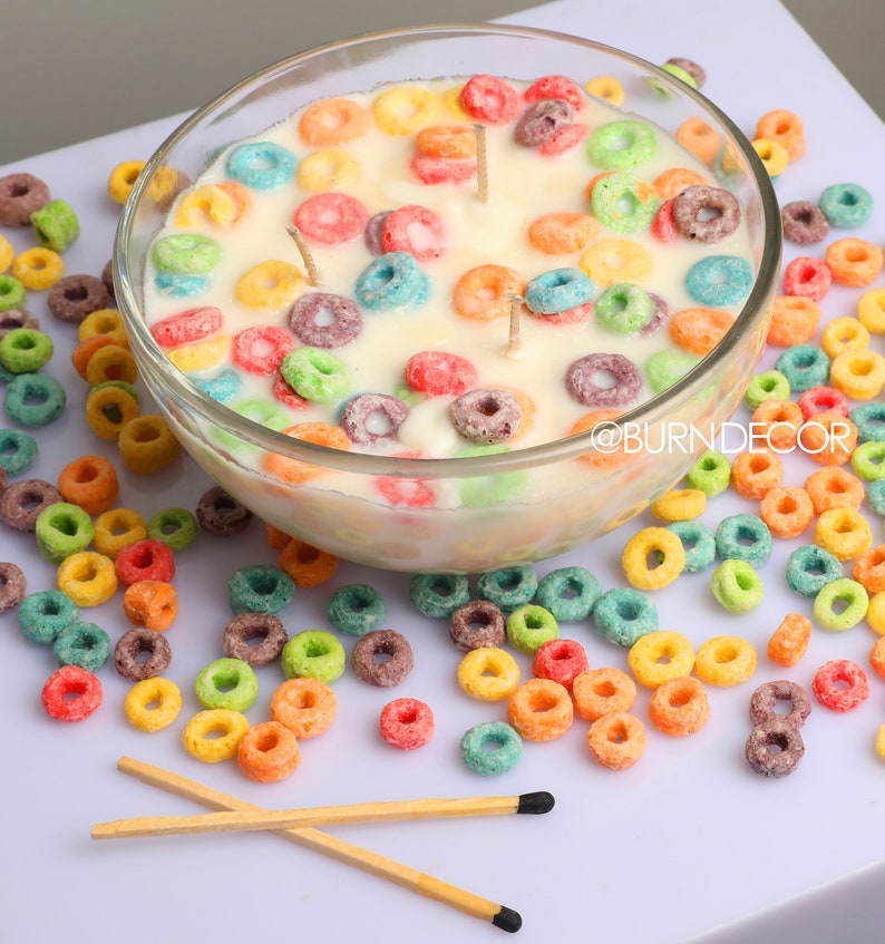 Large 6'' Fruit Loops Cereal Bowl Scented Candle Food Etsy