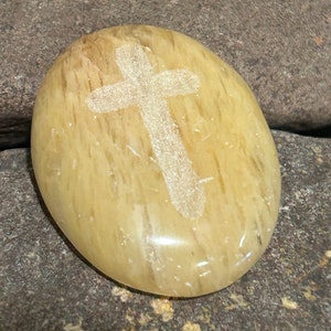 Pocket Cross - one of a kind Polished Yellow Aventurine - 1 stone