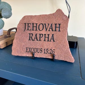 Engraved Lake Superior Stone: Jehovah Rapha, God Who Heals