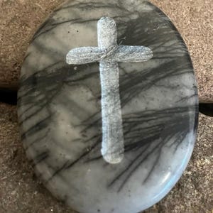 Pocket Cross - one of a kind Polished Spider Web Jasper - 1 stone