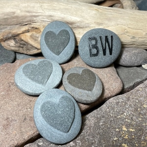 3D Heart Rock - 2 sided design with initials