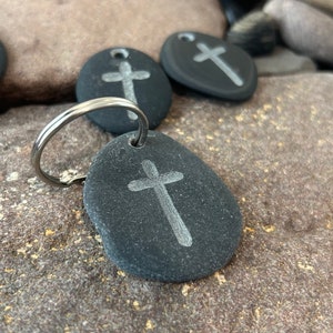 Pocket Cross Keychain - Unpainted (natural) 1 stone