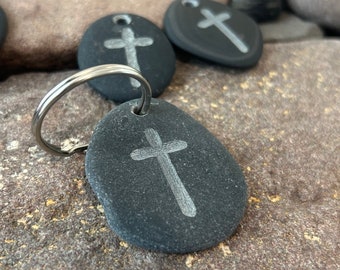 Pocket Cross Keychain - Unpainted (natural) 1 stone