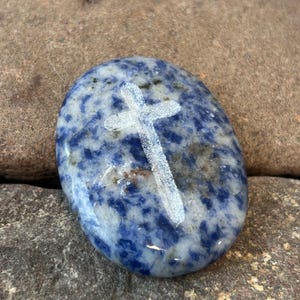 Pocket Cross - one of a kind Polished Sodalite - 1 stone