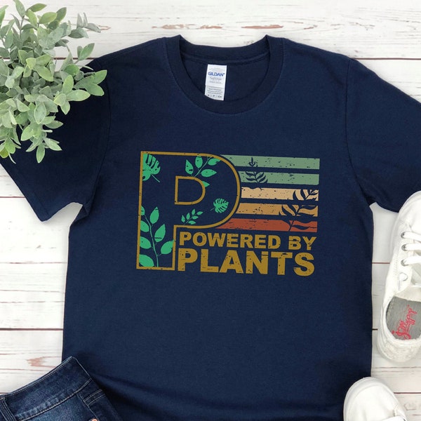 Powered By Plants, Vegan T-Shirt, Herbivore Gift, Vegetarian Shirt, Plants Tee, Natural TShirt, Vegetarian T Shirt