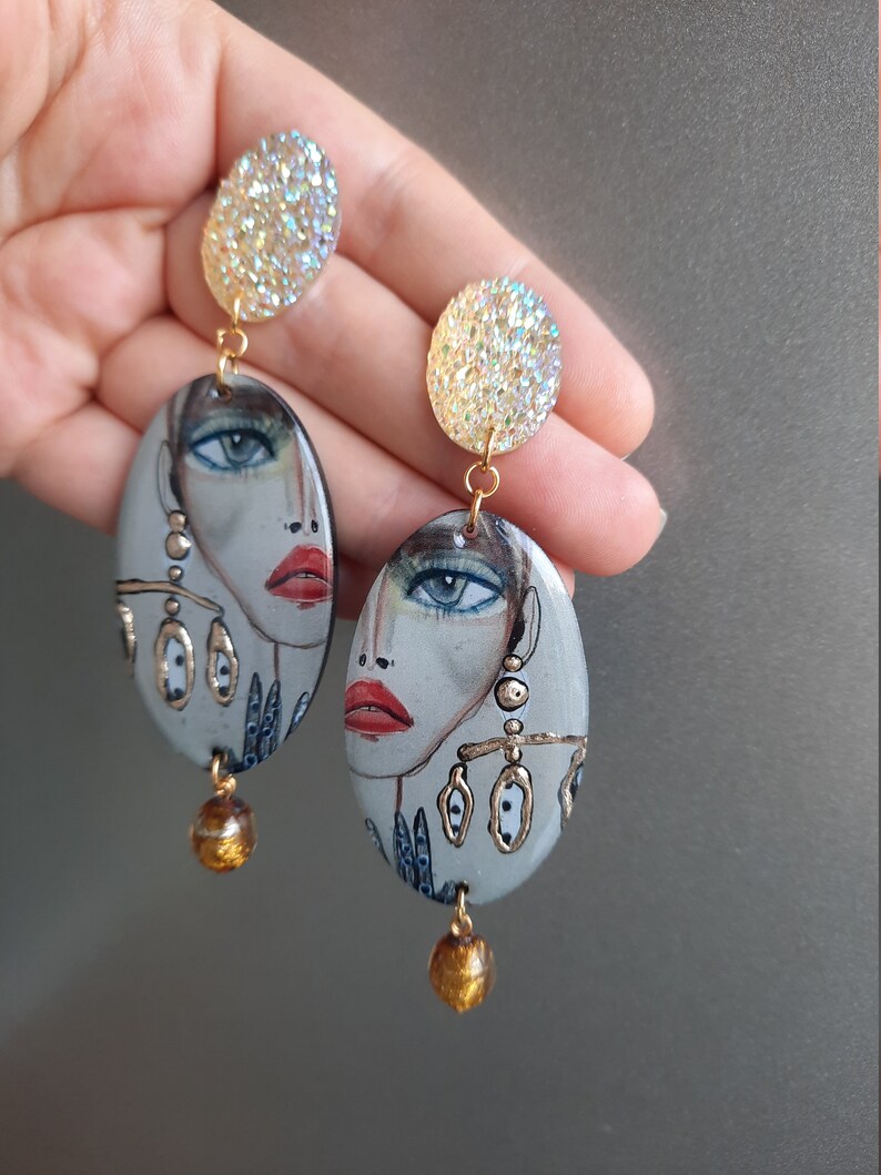 Oval Long Earrings Cool Big Earrings Fashion Jewelry
