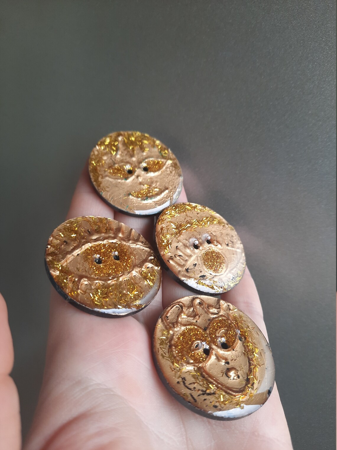 Unique 4 Gold Buttons Set Handmade Etsy