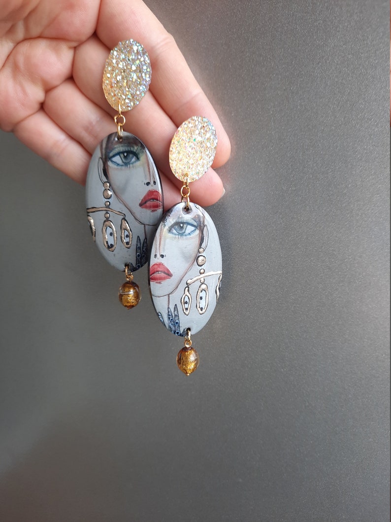 Oval Long Earrings Cool Big Earrings Fashion Jewelry