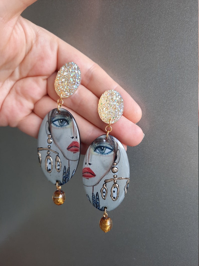 Oval Long Earrings Cool Big Earrings Fashion Jewelry