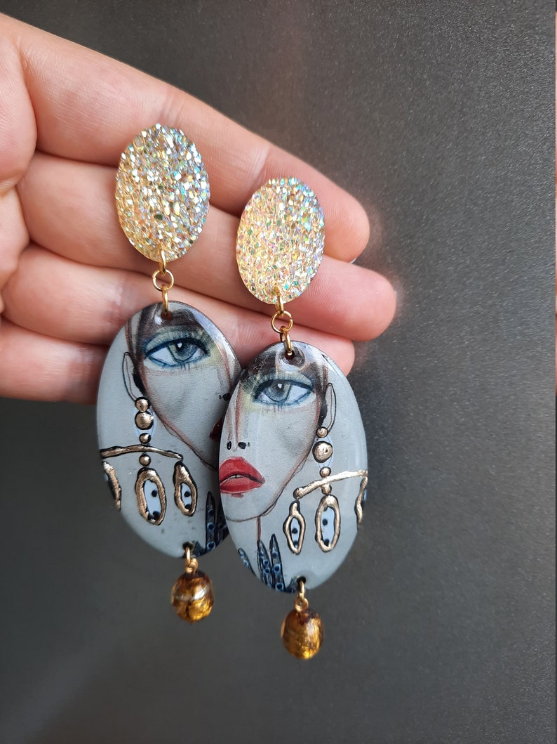 Oval Long Earrings Cool Big Earrings Fashion Jewelry