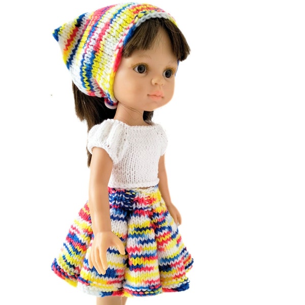 vêtements pour poupées, jupe, haut et écharpe pour poupées, robe d'été en tricot pour Paola Reina, tenues pour poupées