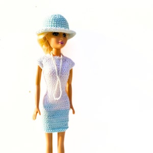 Clothes for dolls size 11-12inch, knitted dress for a fashion doll of the Barbie