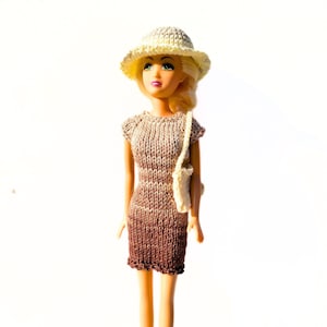 Clothes for dolls size 11-12 inch, knitted dress for a fashion doll of the Barbie