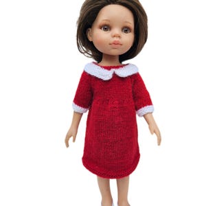 knitted red dress dress for doll size 12-13 inch, summer doll dress,
