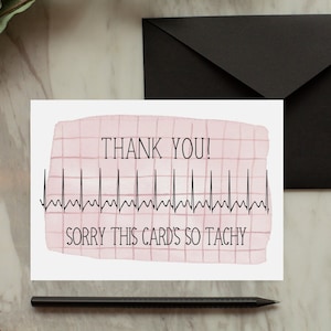 DESCARGA DIGITAL / Gracias / Tarjeta divertida ECG Trace / Cumpleaños de médico/enfermera/paramédico / Humor de cardiología