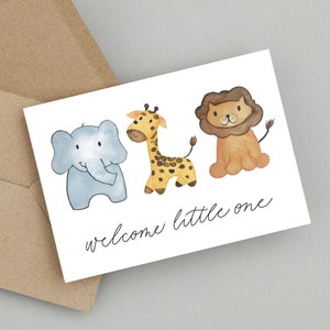 New Baby Welcome Card | Watercolour Animals Newborn Baby