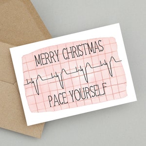 Christmas ECG Trace Funny Card | Doctor/Nurse/Paramedic Birthday | Cardiology Humour | Merry Christmas Tachycardia