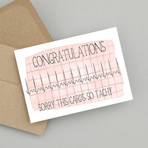Congratulations Tachycardia | ECG Trace Funny Card | Doctor/Nurse/Paramedic Birthday | Cardiology Humour
