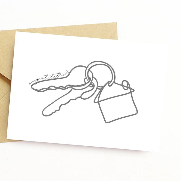 New Home Congratulations Card | Minimalist Line Drawing