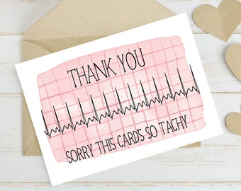 ECG Trace Funny Card | Doctor/Nurse/Paramedic Birthday | Cardiology Humour | Thank You Tachycardia