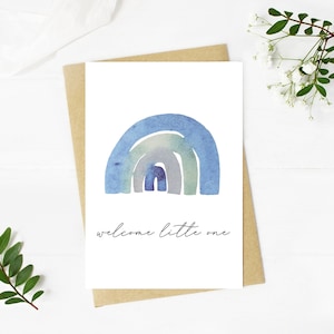 Neue Baby Willkommenskarte | Aquarell Tiere Neugeborene Baby Junge Mädchen