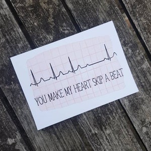 ECG Trace Funny Card | Doctor/Nurse/Paramedic Valentines | Cardiology Humour | Heart Skip a Beat
