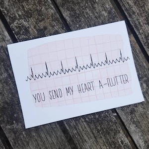 ECG Trace Funny Card | Doctor/Nurse/Paramedic Valentines | Cardiology Humour | Atrial Flutter