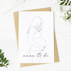 futura mamãe | Desenho de linha grávida | Cartão de gestante