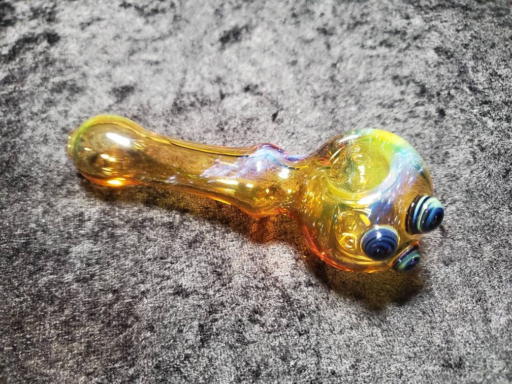 Silver and Gold Fumed Spoon Pipe by Lame P. Glass - Elev8