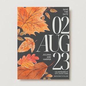 Editable Moody Fall Wedding Save the Date Template Download
