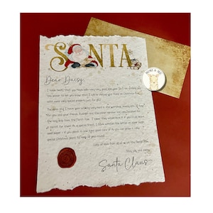 Carta de Santa - Impresa en papel de semilla - Personalizada - Con hermoso sello de cera - Papá Noel - Editable