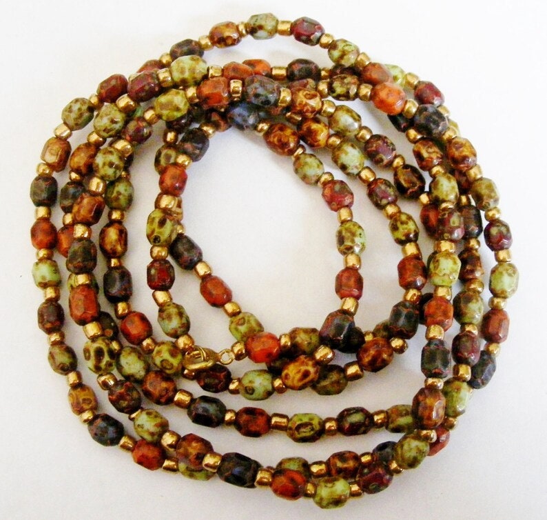 1960s Long Ceramic Bead Necklace // Vintage Mottled Bead Etsy