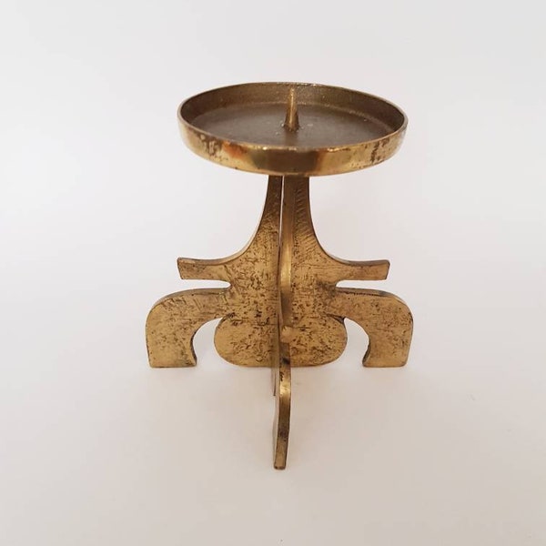 Brutalist candlestick made of brass, probably. Gallo