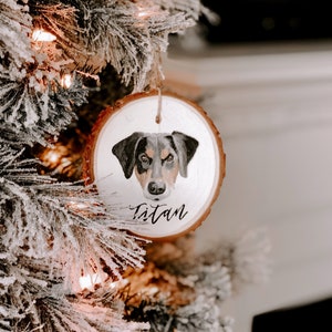 hand painted pet ornament | pet painting ornament | personalized wood slice ornament | custom wood slice ornament | pet portrait | pet gift