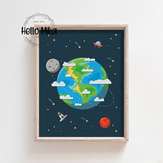 Space Wall Art Prints Space Room Decor Kids Room Decor Solar System Print Solar System Poster Space Nursery Decor Space Nursery Prints