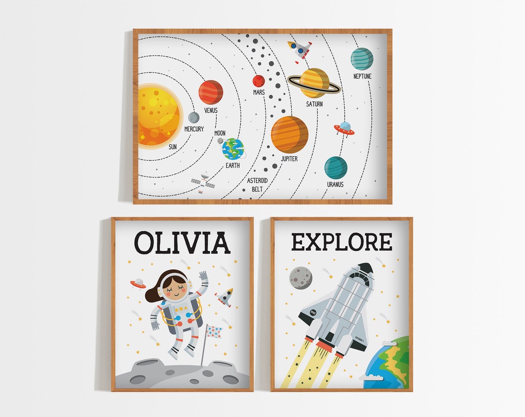 Space Wall Art Space Nursery Prints Space Nursery Decor Solar System ...