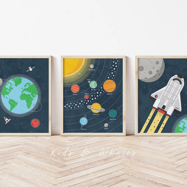 Space Wall Art Space Nursery Decor Space Nursery Print Space Room Decor Kids Wall Art Space Art Kids Solar System Poster Space Poster