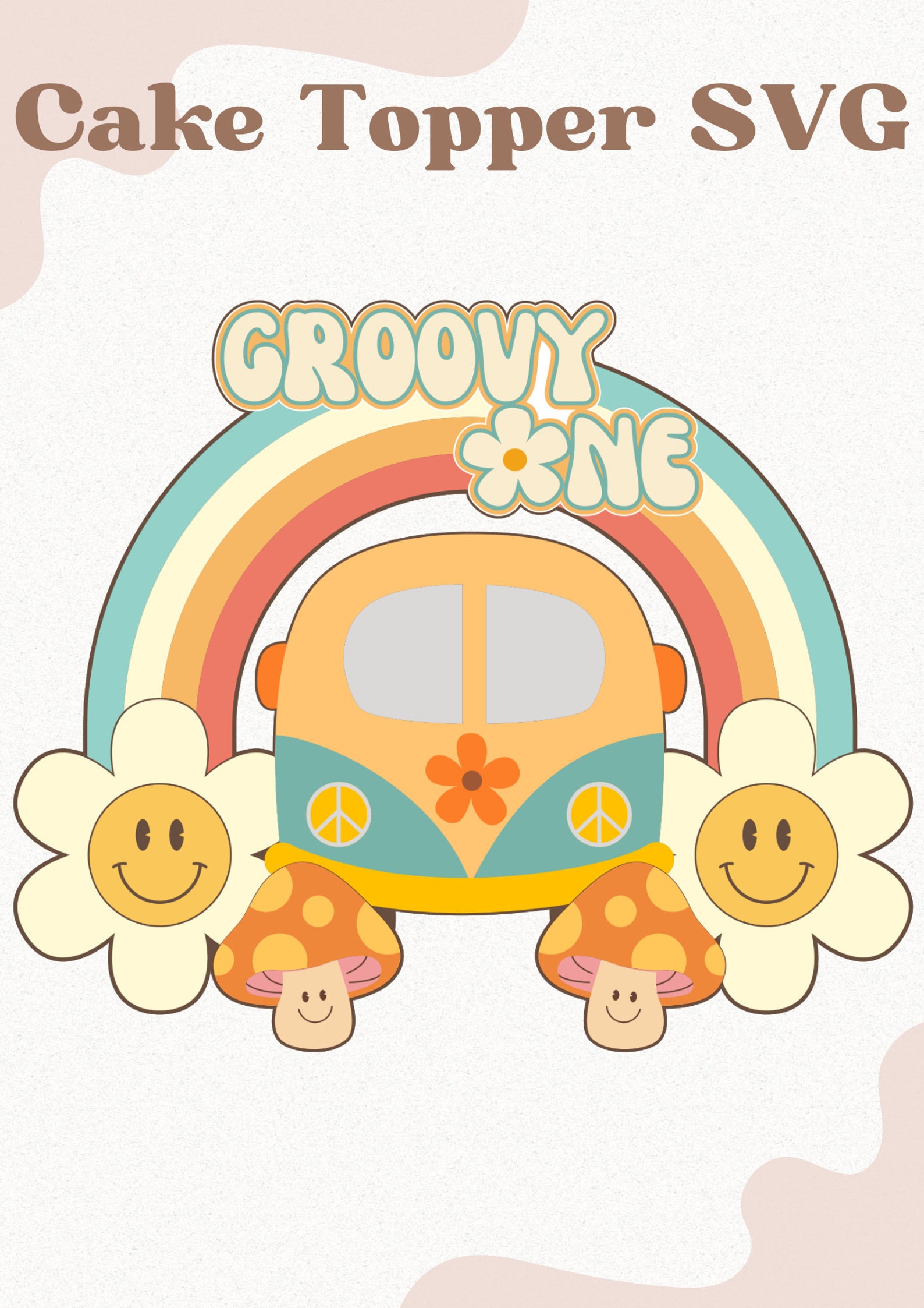 Groovy One Retro Cake Topper SVG - Etsy