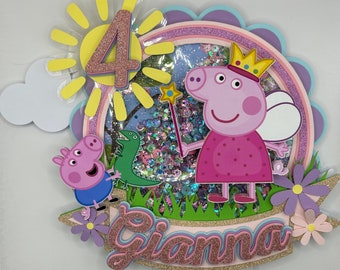 Pink Pig Themed Cake Topper Shaker Topper
