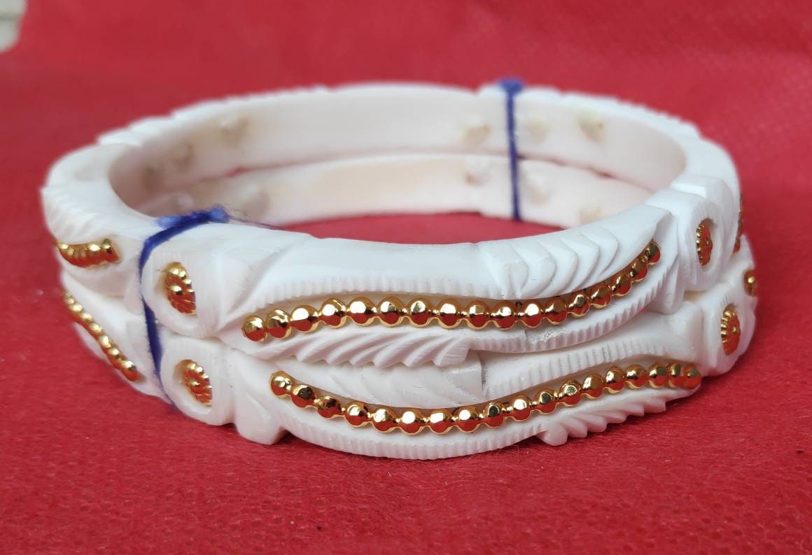 Bengali White Bangle gold plating Designer Shankha Etsy