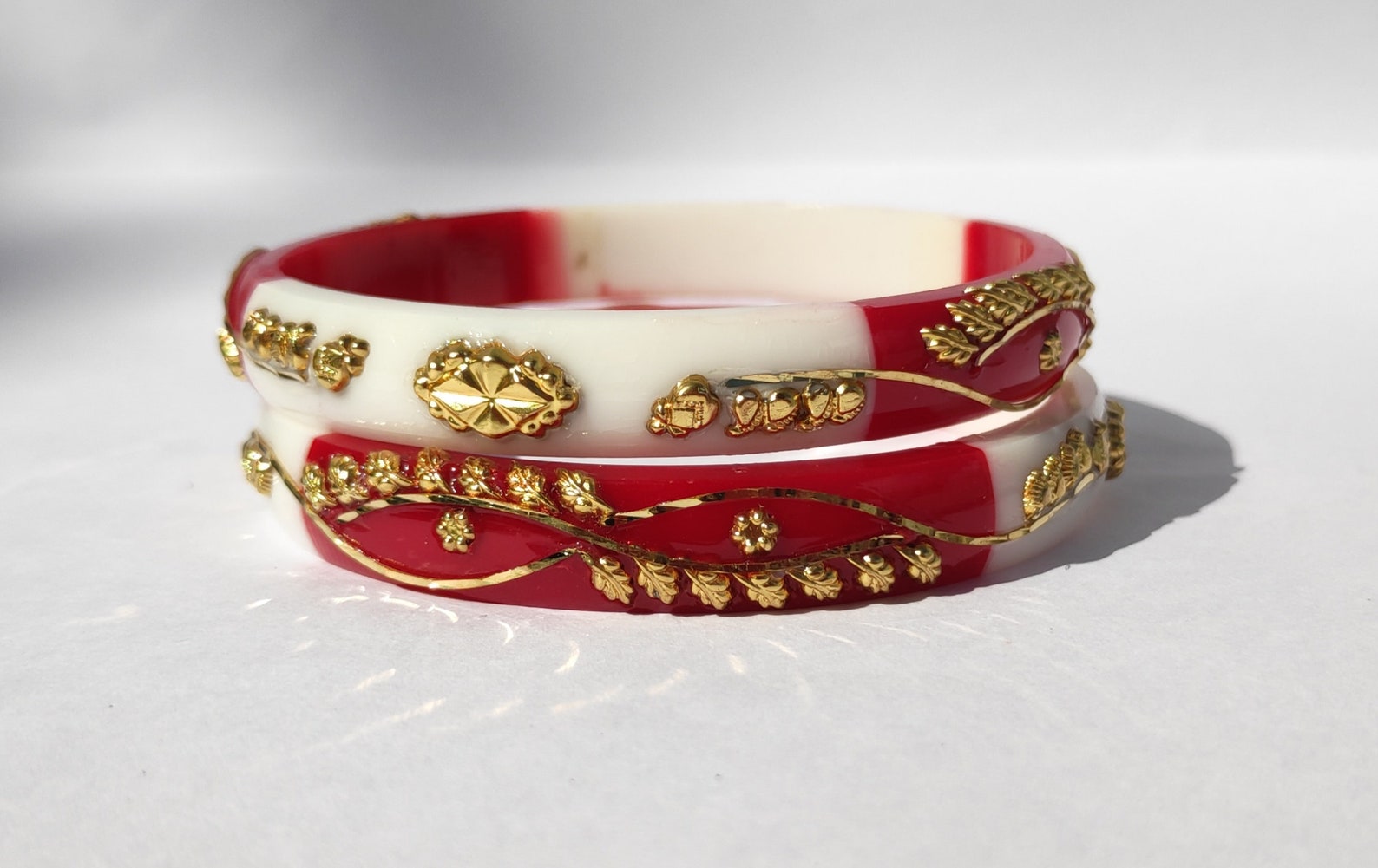 Bengali White and Red Designer Bangle Gold Plated.shakhamade Etsy