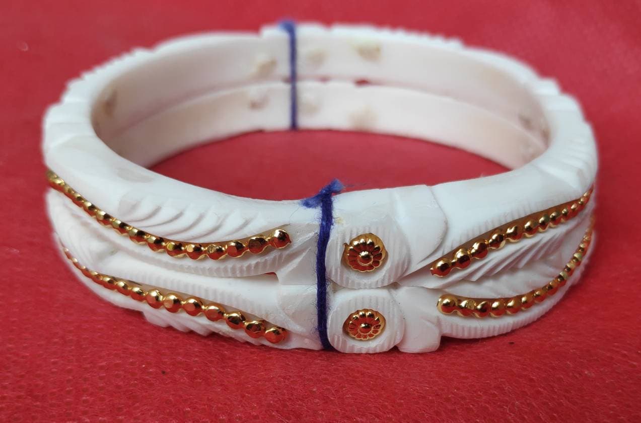 Bengali White Bangle gold plating Designer Shankha Etsy