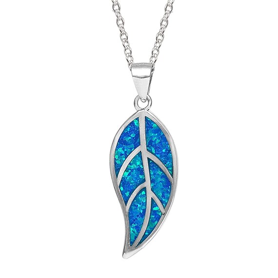 925 Sterling Silver Mystic Blue Leaf 