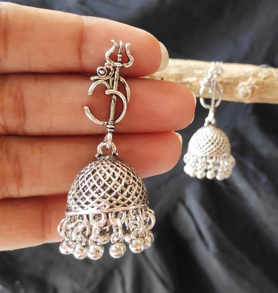 Hindu Om Jhumka Pendientes Joyería Pendientes - Etsy España